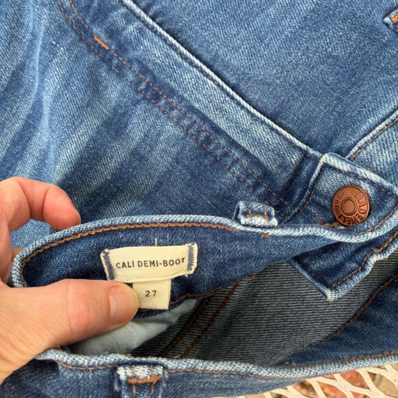discontinued madewell cali demi boot jeans with raw hem and whiskering! size 27 - Picture 3 of 4